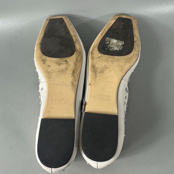 Tony Bianco White Sparkle Rhinestone Square-Toe Buffy Flats, Size 8.5 - Picture 12 of 16